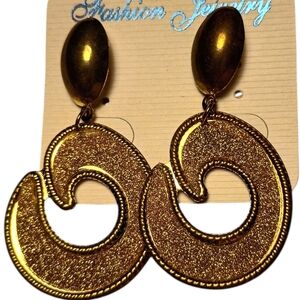 🦄Gold Swirl Earrings Spiral Dangle Earrings with Glittery Finish